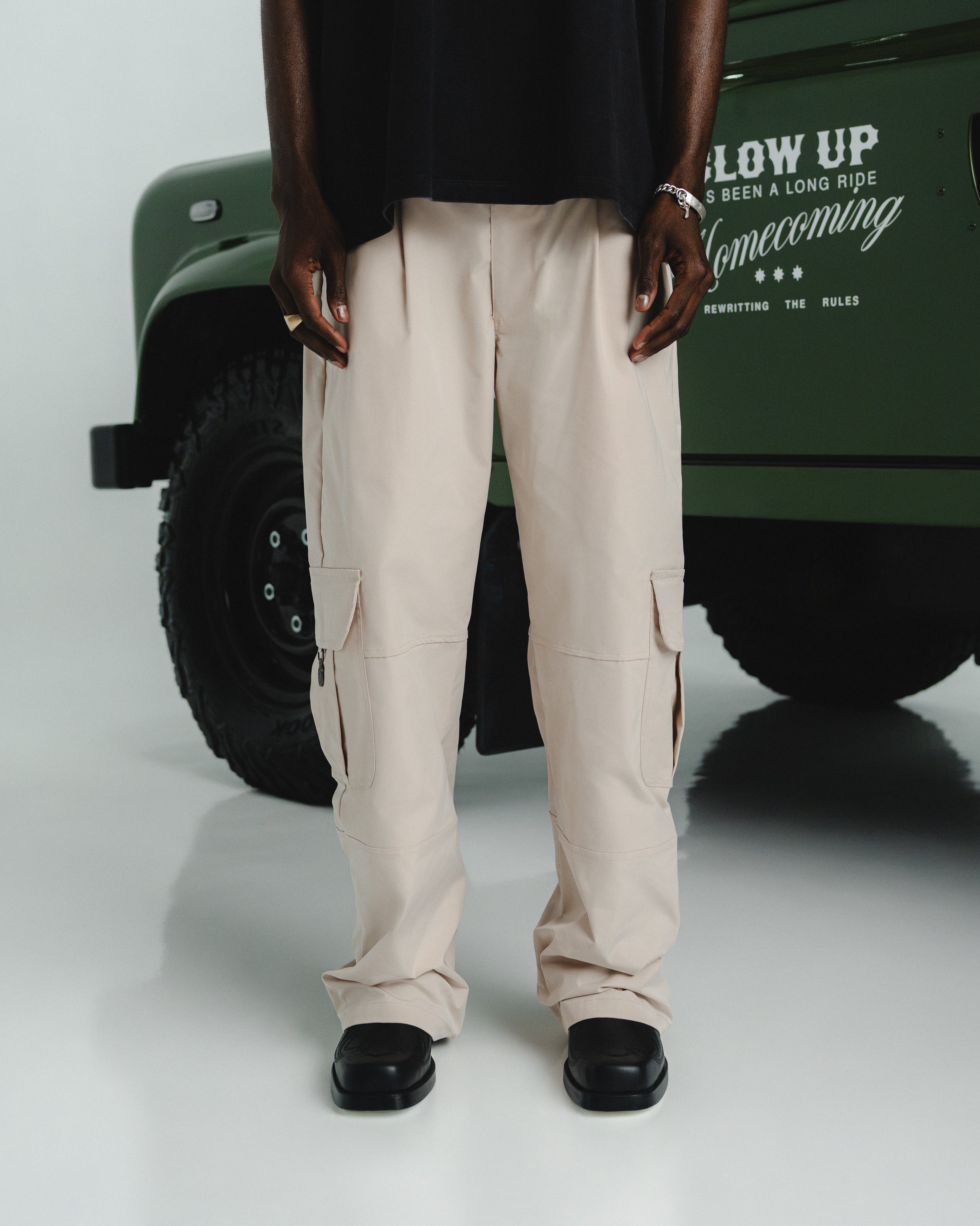 WESTERN OATMEAL WIDE CARGO PANTS